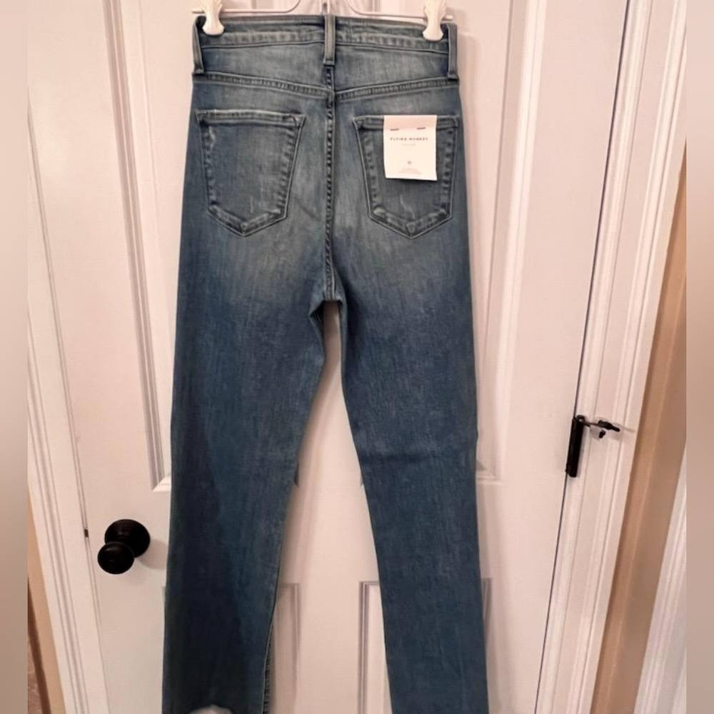 NWT!! Flying Monkey Y3230 Light Wash Super High Waisted Raw Hem Flare Denim Jean - Picture 6 of 13